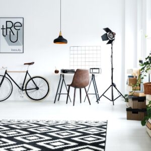 Black White Pattern Rug